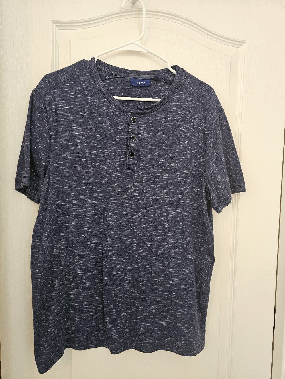 Apt. 9 Navy And White Henley Short Sleeve Shirt